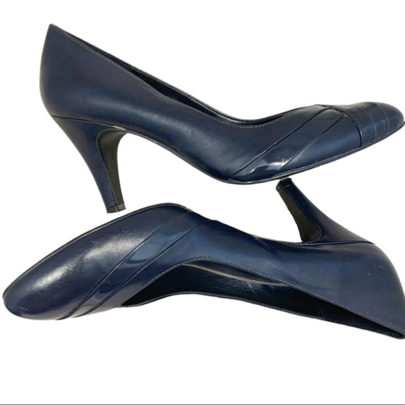 🎀east5th Blue Closed Toe Slip On Vintage Heel 6 - Picture 8 of 13